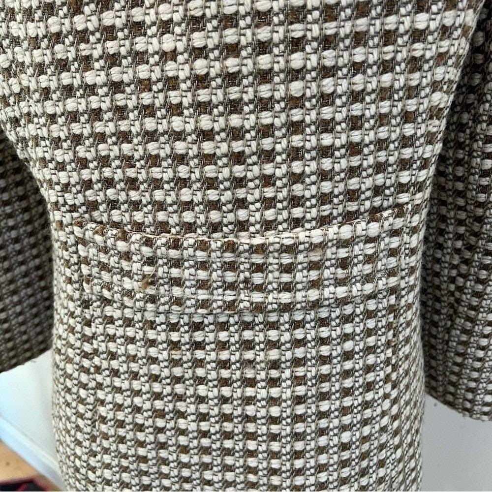 Trina Turk Tweed Wool Coat Faux Fur Collar Tailored Jacket Vintage Size 10 - Picture 9 of 12